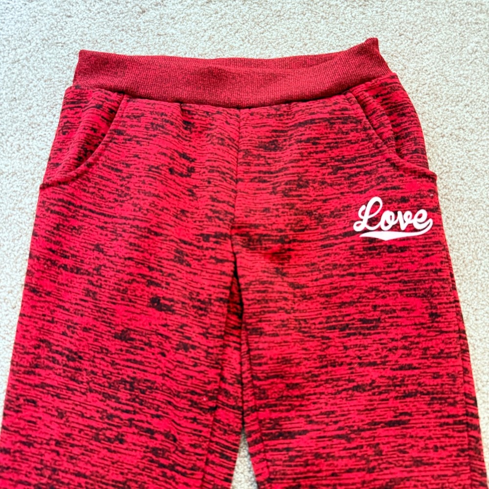 B Free Jogger Pants Kids 8/10 Red Space Dye Love Graphic Triple Stripe Sweatpant - Picture 4 of 5